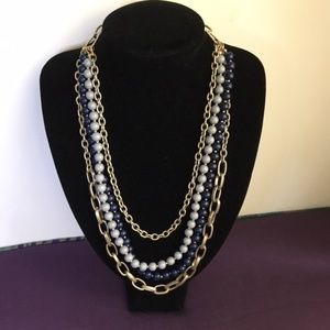 Four Strand Bead and Chain Necklace